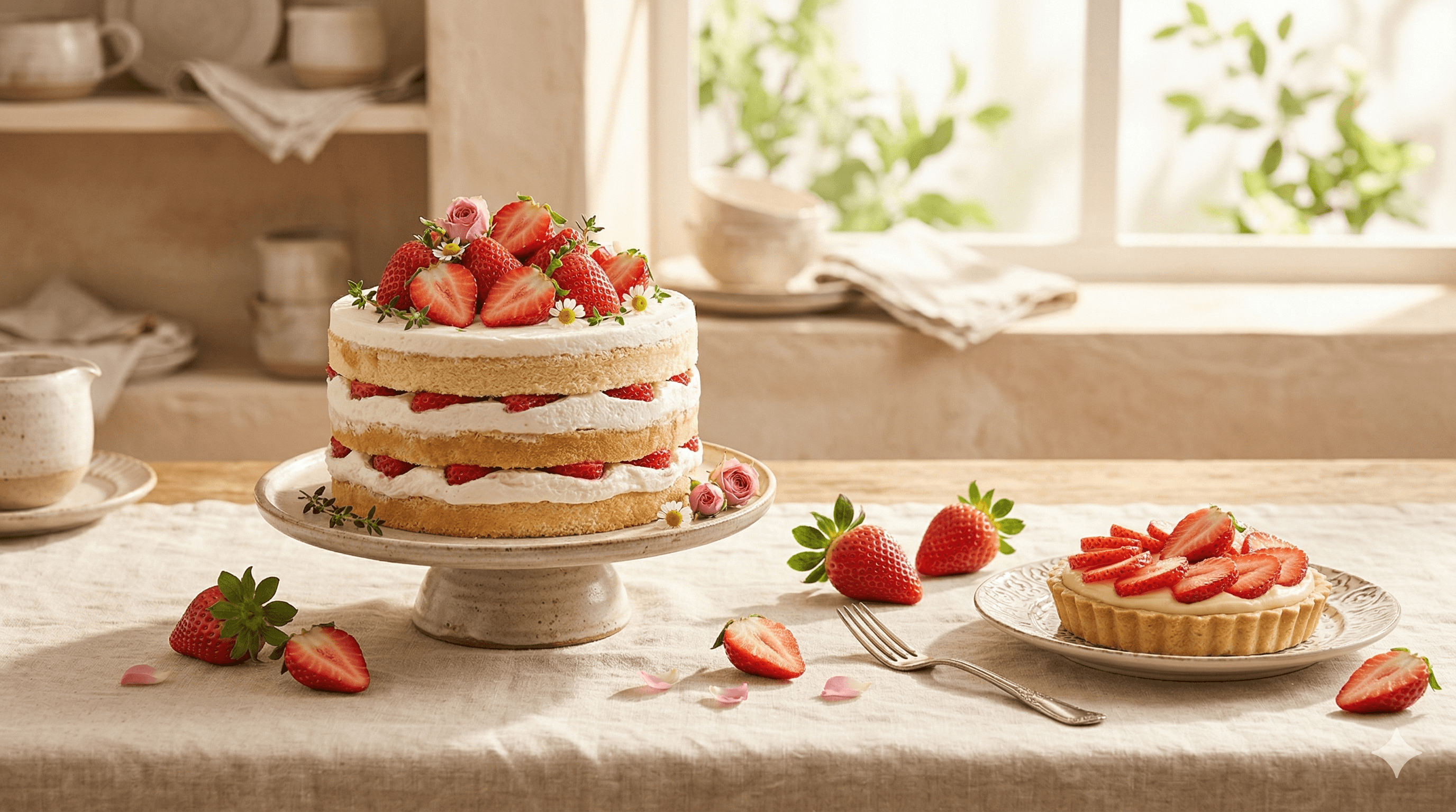 봄 시즌 딸기 디저트 이미지