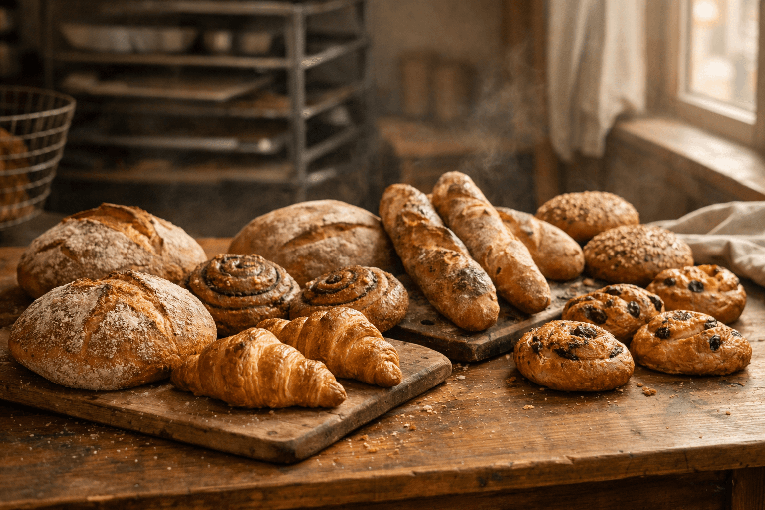 갓 구운 빵 이미지
